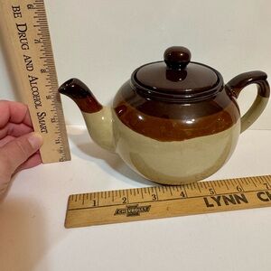 Vintage Brown and Cream Ceramic Teapot